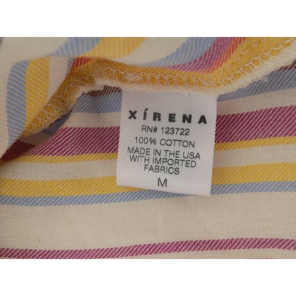 Xirena top blouse puffy sleeves multicolor striped boho size Medium - Picture 7 of 7